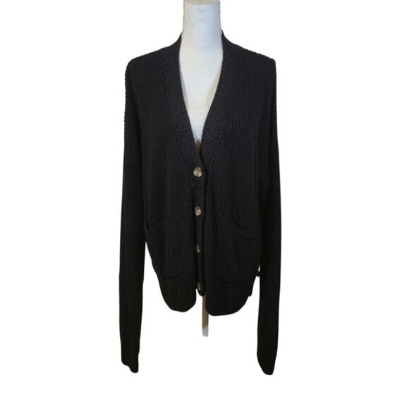 GAP NWT Womens Cardigan Sweater Size XXL Black Pockets Casual Preppy - Picture 1 of 10